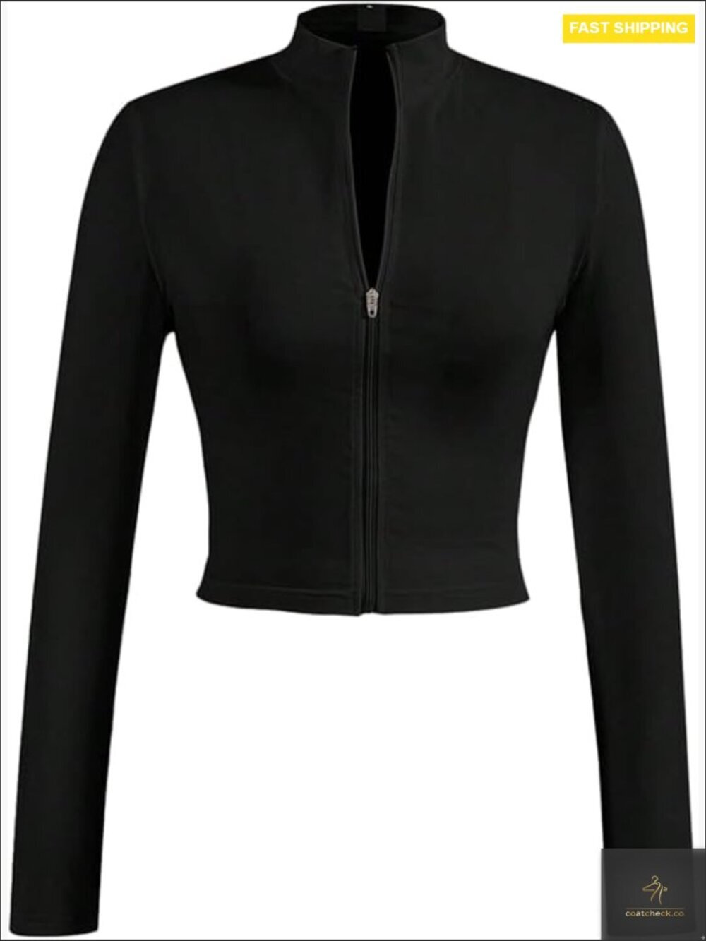 Full Zip Workout Crop Top Long Sleeve Athletic Jacket Yoga Running Tee